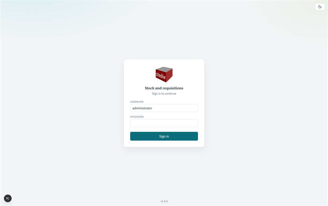 Stockie login screen